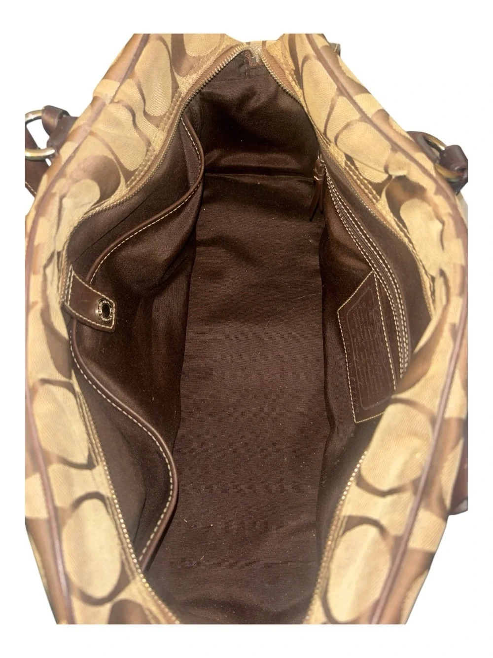 COACH Signature Brown Leather 2Way Boston Bag Travel Shoulder Authentic